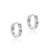 Cercei rotunzi argint Ø12 mm cu pietre bleu DiAmanti E37132RHA+W-AS